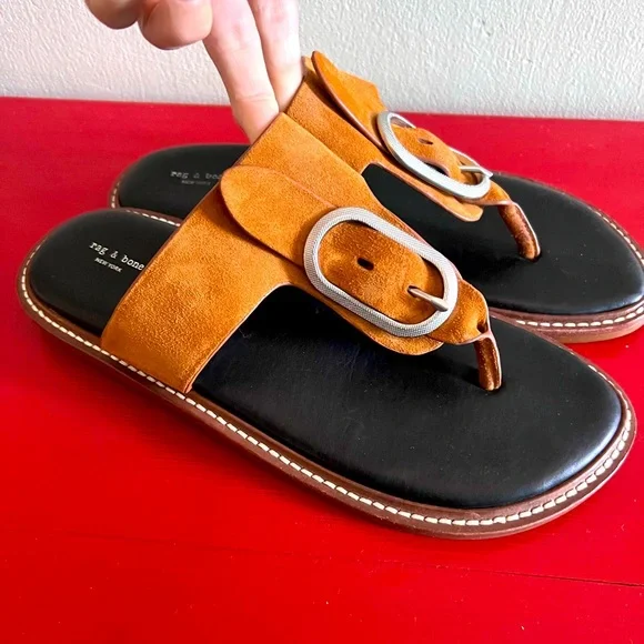 Rag & Bone Ansley brown microsuede thong sandal sz 39/9 - Picture 3 of 11
